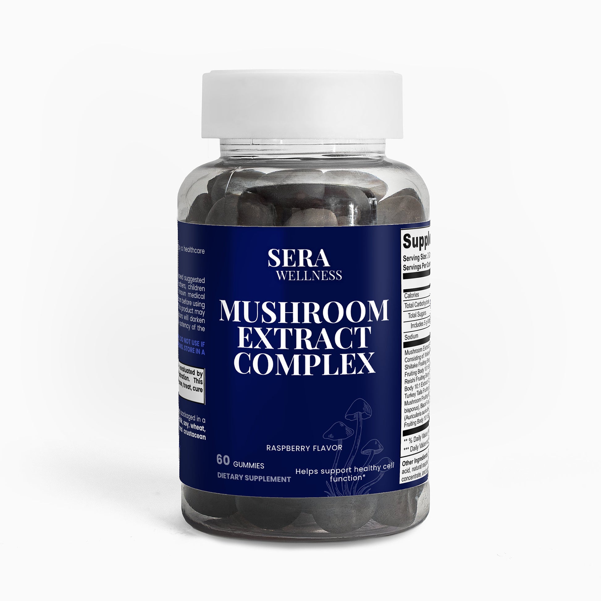 Sera Wellness Mushroom Extract Complex Gummies | 10 Mushroom Nootropic Blend with Lion's Mane & Reishi for Focus & Energy | Raspberry Flavor | 60 Count