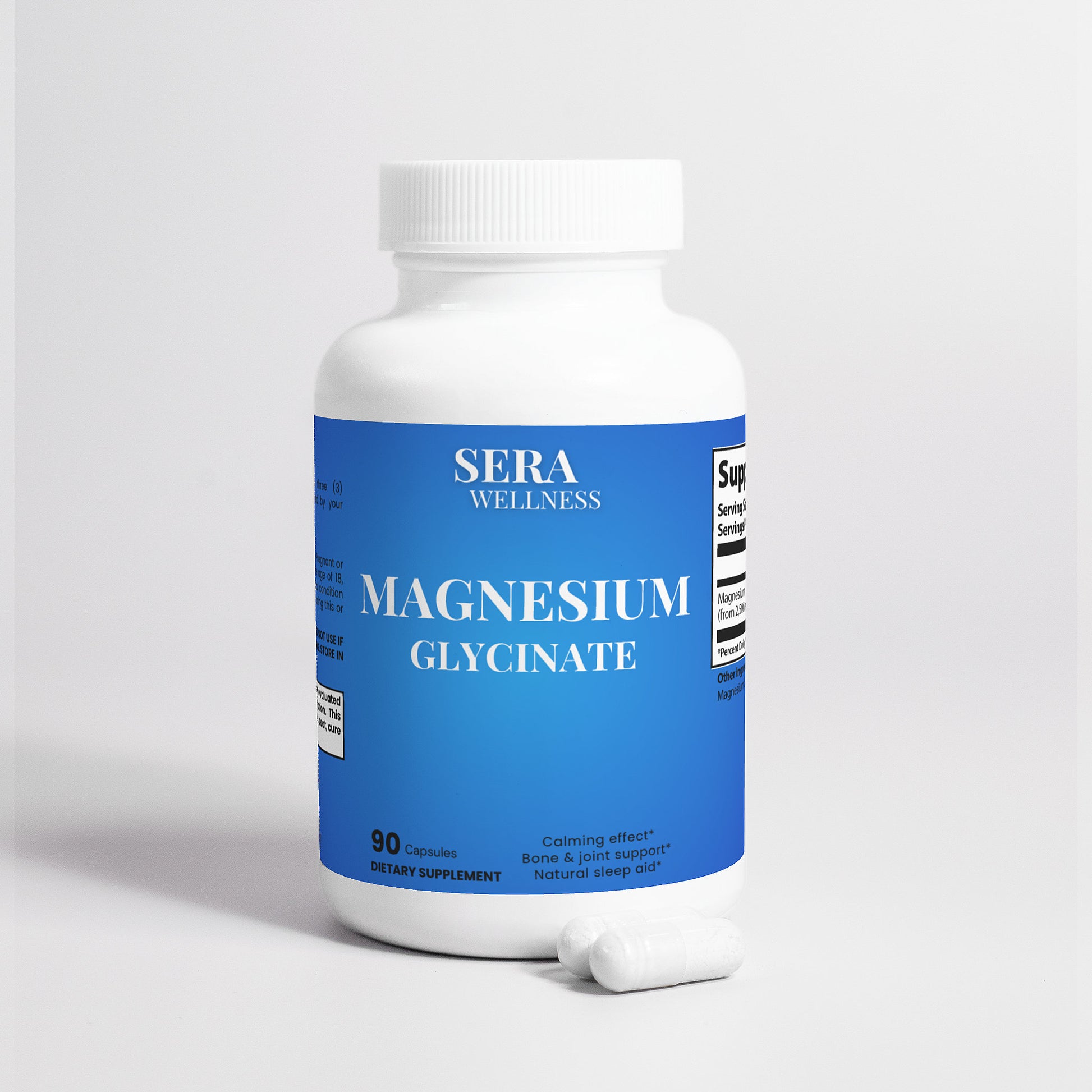 Sera Wellness Magnesium Glycinate | High Absorption Formula for Calm, Muscle Relaxation & Sleep Support | Gentle on the Stomach | 90 Capsules