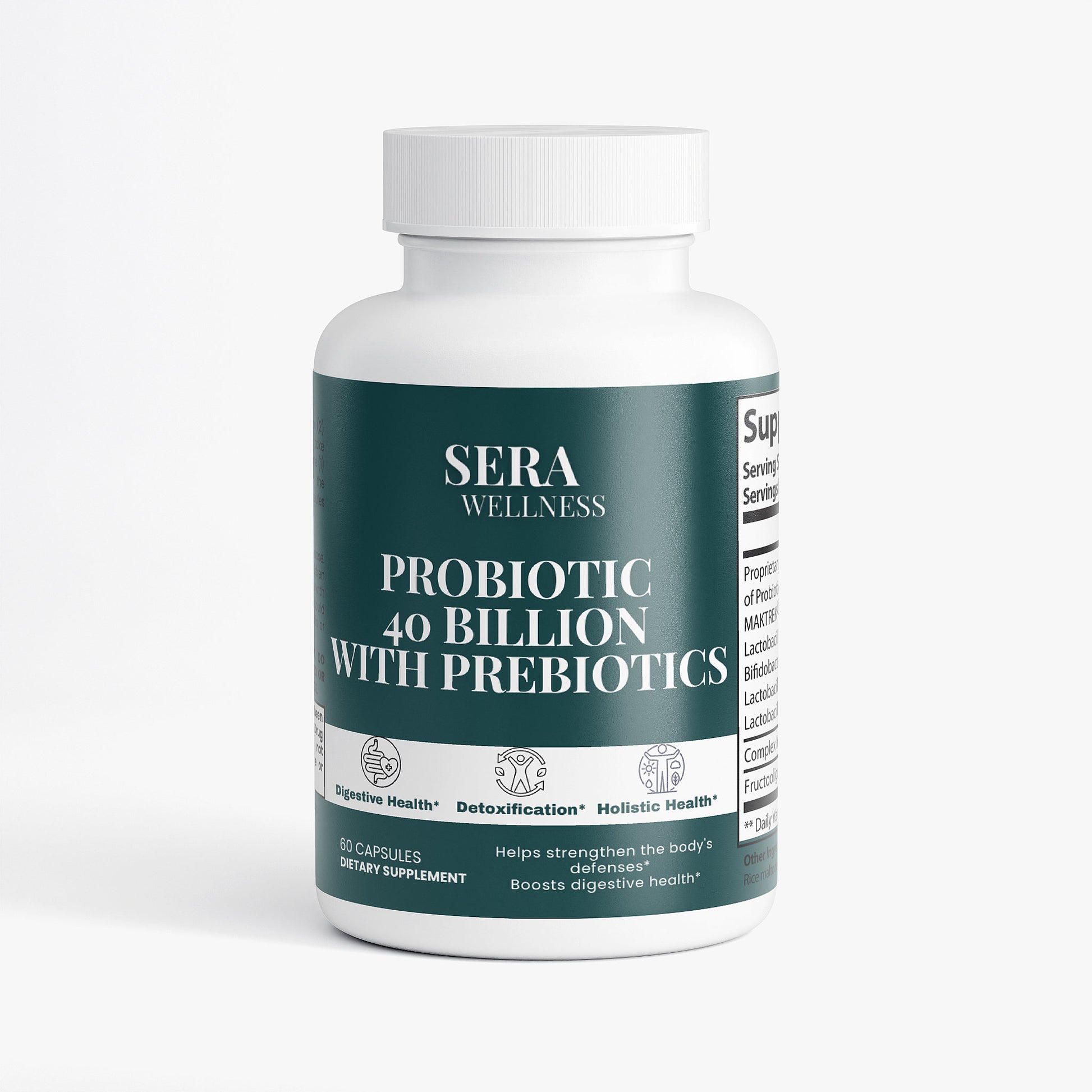 Sera Wellness Probiotic 40 Billion | with Prebiotics for a Healthy Gut & Inner Harmony | 60 Capsules