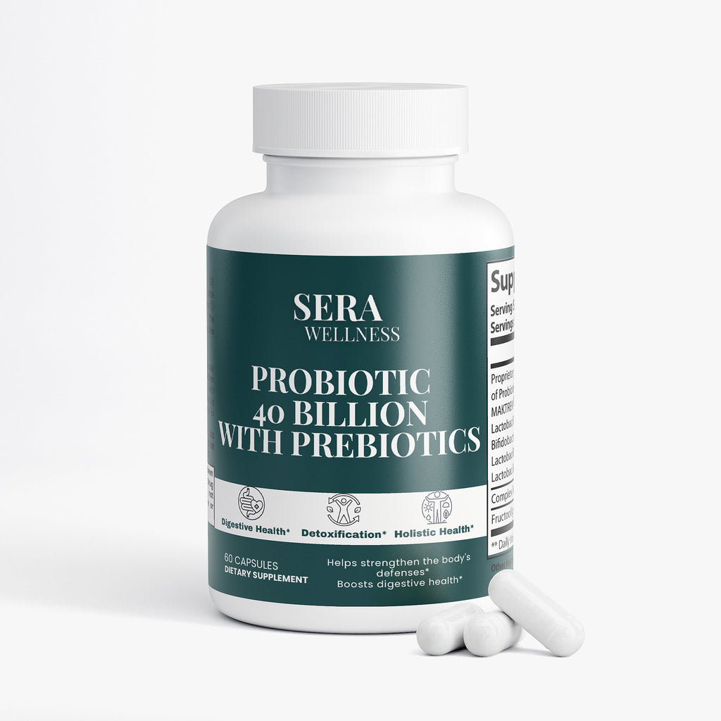 Sera Wellness Probiotic 40 Billion | with Prebiotics for a Healthy Gut & Inner Harmony | 60 Capsules