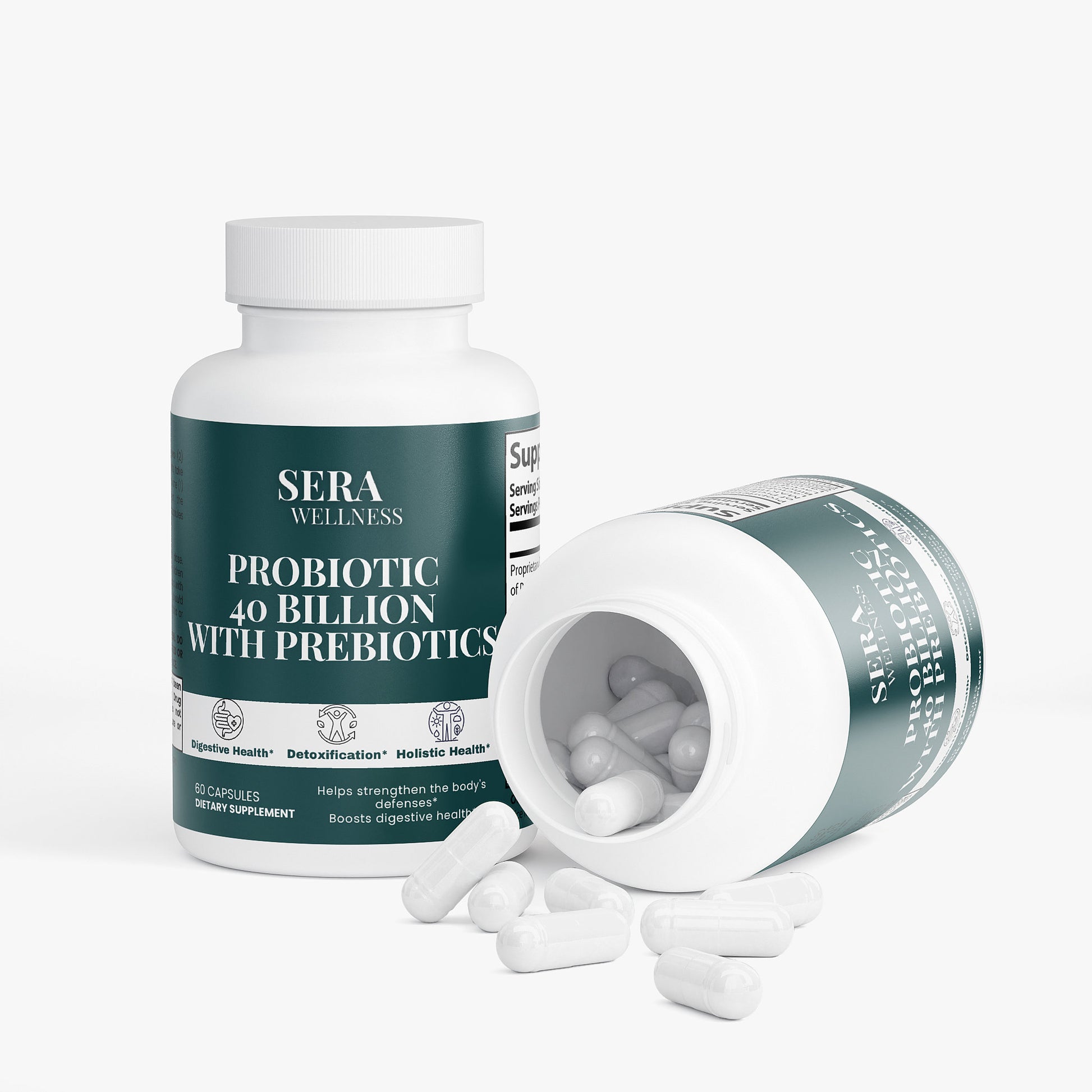 Sera Wellness Probiotic 40 Billion | with Prebiotics for a Healthy Gut & Inner Harmony | 60 Capsules