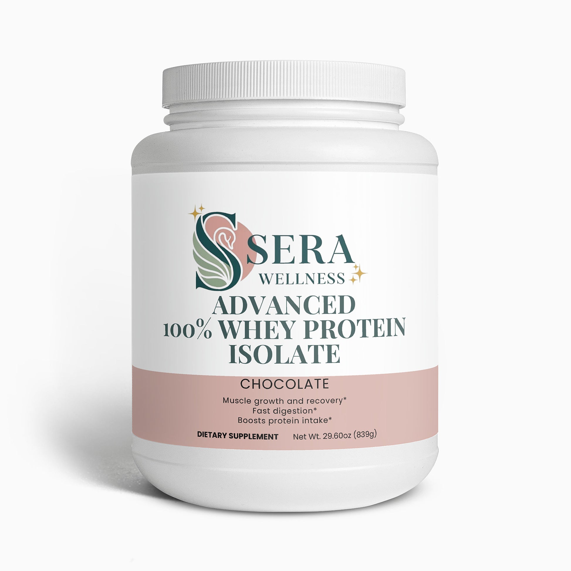 Sera Wellness Whey Protein Isolate | for Post-Workout Recovery & an Active Lifestyle | Rich Chocolate Flavor | 22g Protein