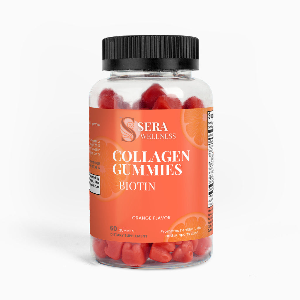 Sera Wellness Collagen Gummies | with Biotin & Vitamin C for Hair, Skin & Nail Radiance | Natural Orange Flavor | 60 Count