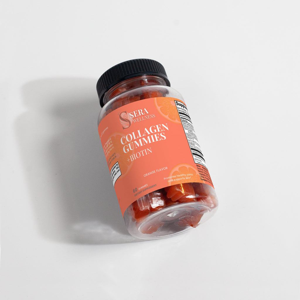 Sera Wellness Collagen Gummies | with Biotin & Vitamin C for Hair, Skin & Nail Radiance | Natural Orange Flavor | 60 Count