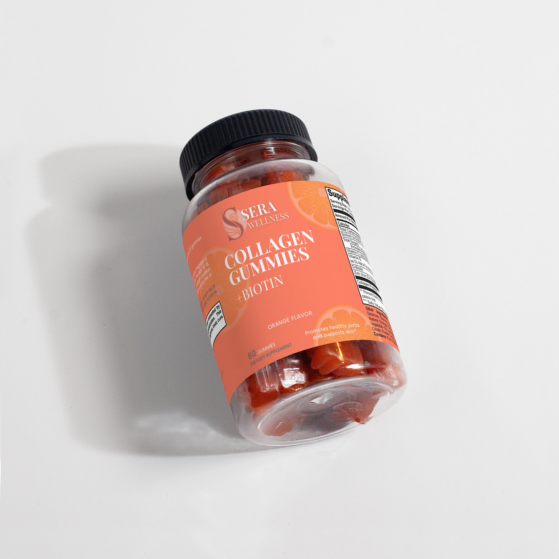 Sera Wellness Collagen Gummies | with Biotin & Vitamin C for Hair, Skin & Nail Radiance | Natural Orange Flavor | 60 Count