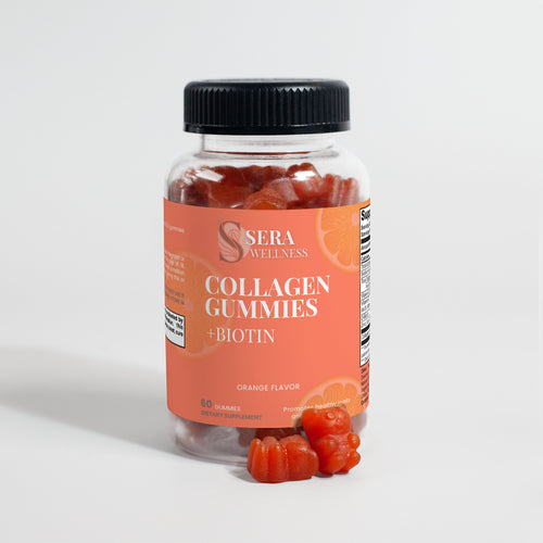 Sera Wellness Collagen Gummies | with Biotin & Vitamin C for Hair, Skin & Nail Radiance | Natural Orange Flavor | 60 Count