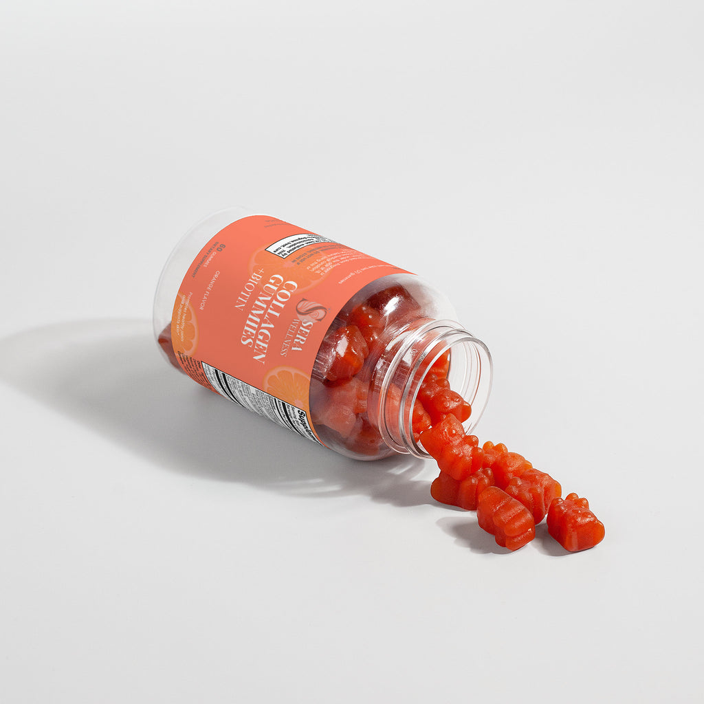 Sera Wellness Collagen Gummies | with Biotin & Vitamin C for Hair, Skin & Nail Radiance | Natural Orange Flavor | 60 Count