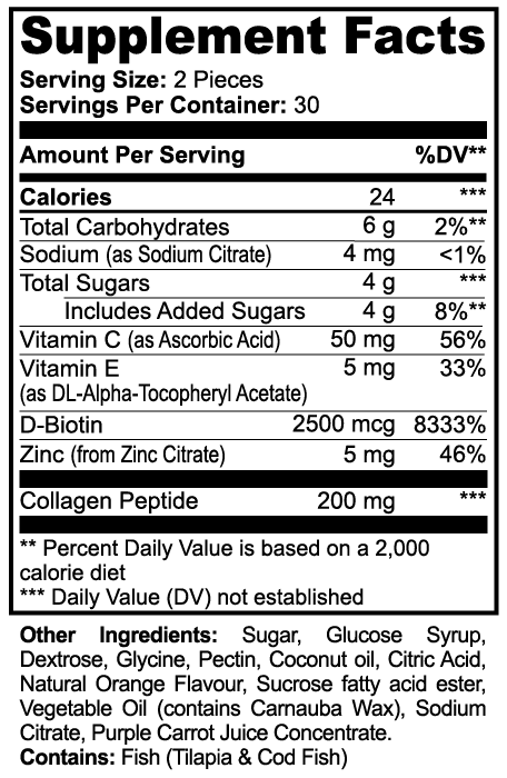 Sera Wellness Collagen Gummies | with Biotin & Vitamin C for Hair, Skin & Nail Radiance | Natural Orange Flavor | 60 Count