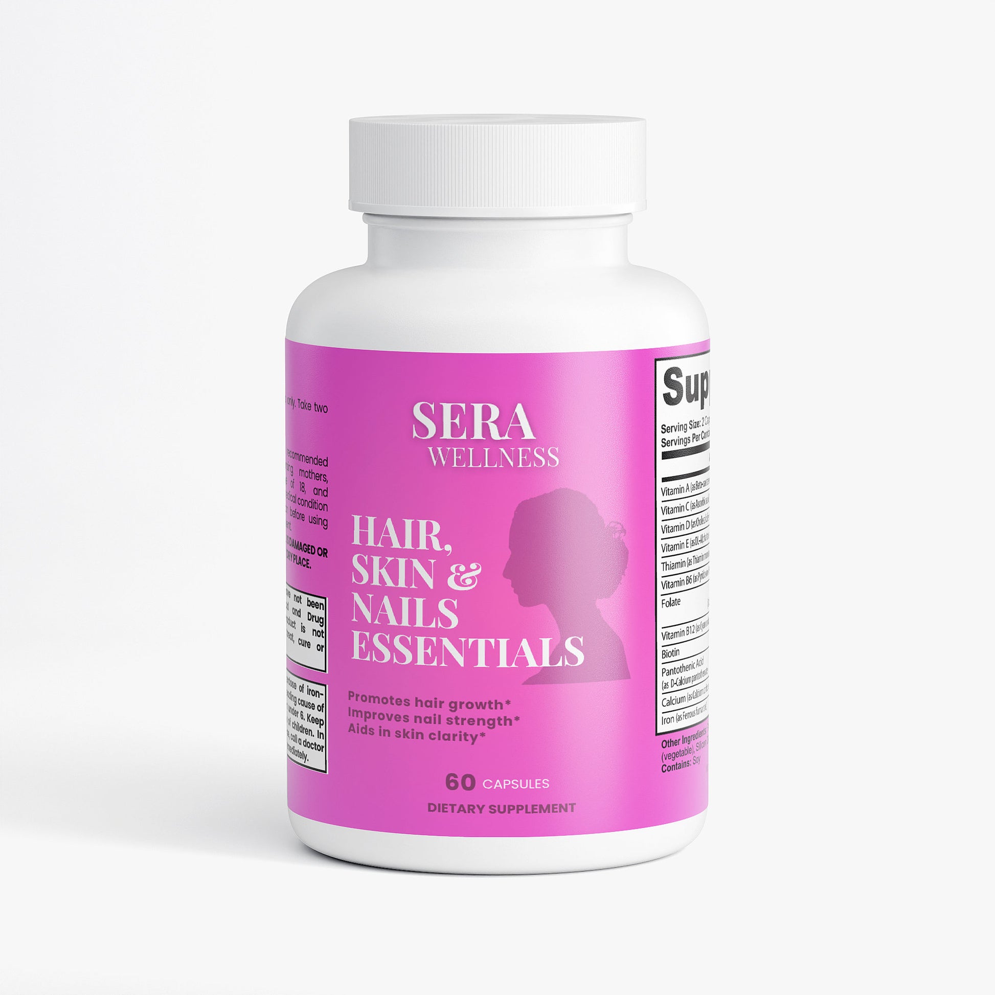 Sera Wellness Hair, Skin & Nails Essentials | A Beauty Vitamin & Herbal Blend with Biotin for a Natural Glow | 60 Capsules