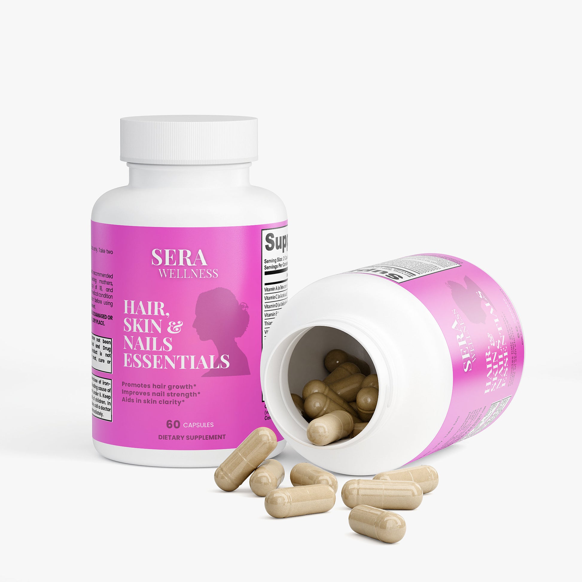 Sera Wellness Hair, Skin & Nails Essentials | A Beauty Vitamin & Herbal Blend with Biotin for a Natural Glow | 60 Capsules