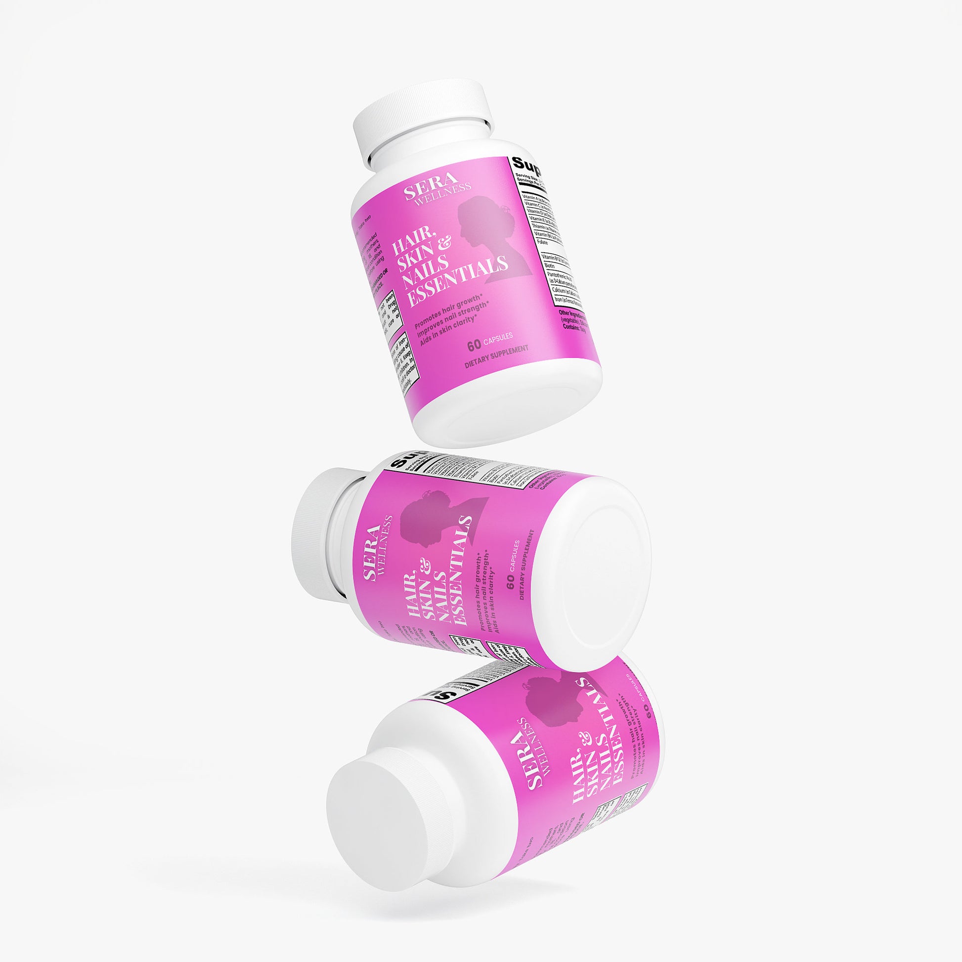 Sera Wellness Hair, Skin & Nails Essentials | A Beauty Vitamin & Herbal Blend with Biotin for a Natural Glow | 60 Capsules