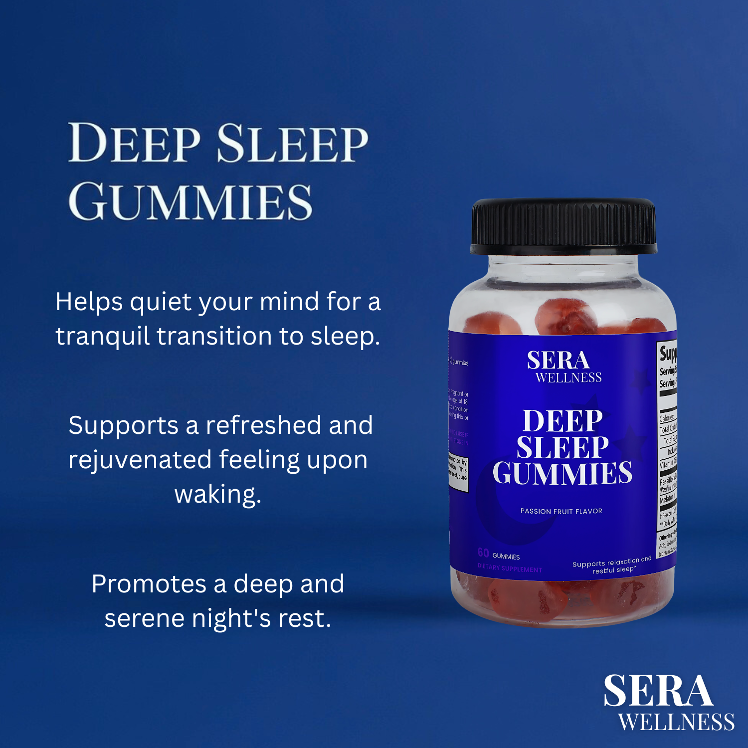 Sera Wellness Deep Sleep Gummies | with Melatonin & Passion Flower for REM Sleep Support | Natural Passion Fruit Flavor | 60 Count